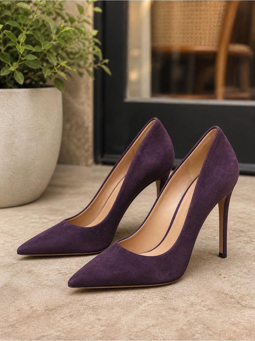 Arezzo Plum Suede Pointed Toe Stiletto Pumps Size 9